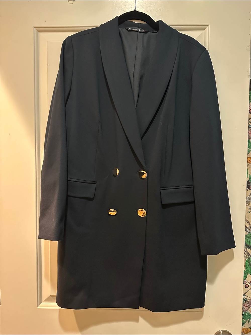Colleen Lopez Navy Double-Breasted Blazer with Gold Buttons
